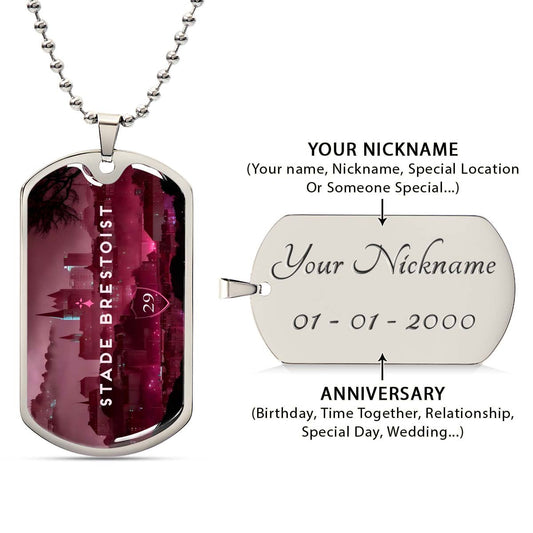 Soccer Dog Tag Necklace - SCD032 - Stade Brestoist 29 - Military Ball Chain