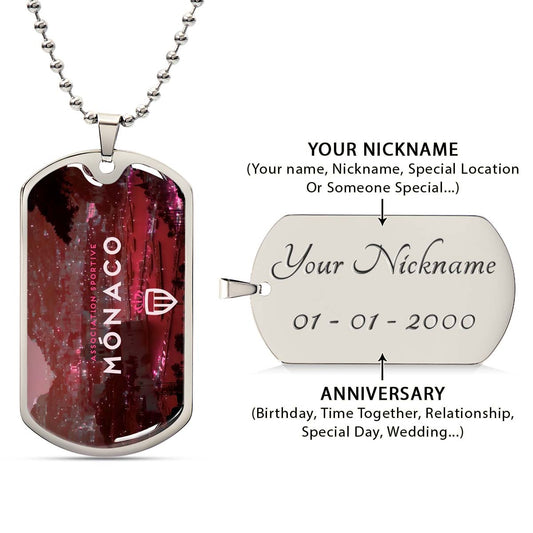 Soccer Dog Tag Necklace - SCD033 - AS Monaco - Association Sportive Monaco - Football Club - Military Ball Chain