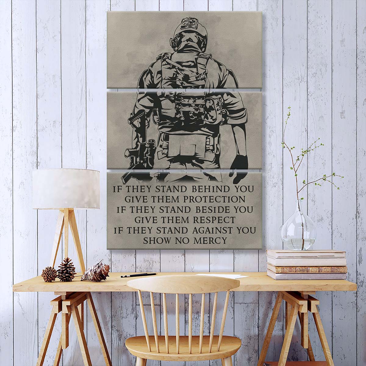 Soldier - 3 Piece Wall Art - SD018 - IF - Show No Mercy - Army - Marine - Soldier Canvas