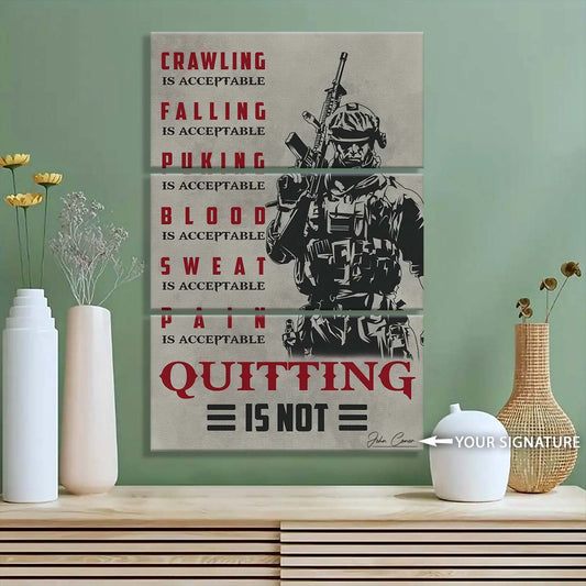 Soldier - 3 Piece Wall Art - SD032 - Quitting Is Not - Army - Marine - Soldier Canvas