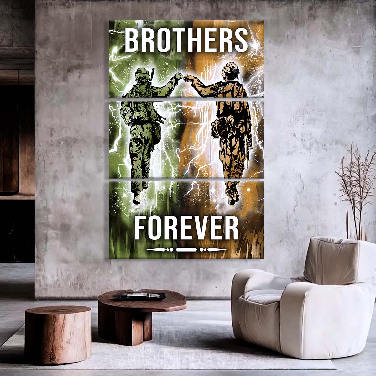 Soldier - 3 Piece Wall Art - SD044 - Brothers Forever - Army - Marine - Soldier Canvas