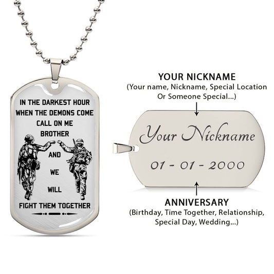 Soldier - SDDL003 - Call On Me Brother - Army - Marine - Soldier Dog Tag - Military Ball Chain - Luxury Dog Tag