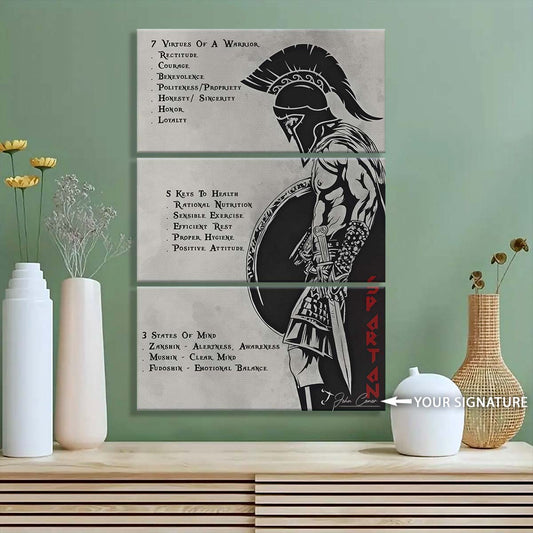 Spartan Warrior - 3 Piece Wall Art - WA002 - 753 Code - Sparta - Leonidas - Gladiator - Spartan Warrior Canvas