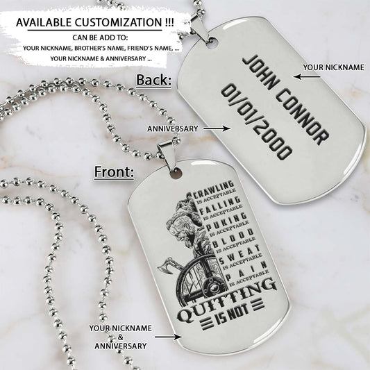 Viking Dog Tag - Quitting Is Not - Ragnar Lothbrok - Valhalla - Norse - Scandinavian - Norse Mythology - Viking Necklace - Engrave Dog Tag