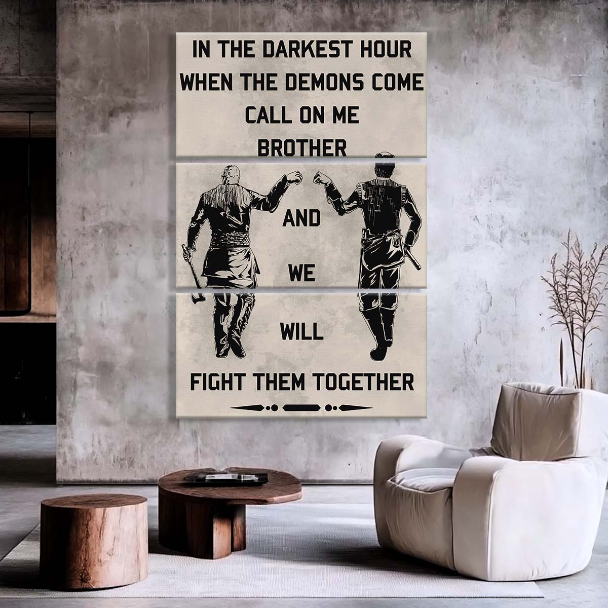 Viking - 3 Piece Wall Art - VK016 - Call On me Brother - Ragnar Lothbrok - Floki - Viking Canvas