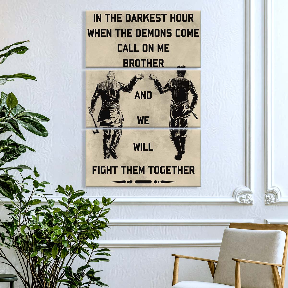 Viking - 3 Piece Wall Art - VK016 - Call On me Brother - Ragnar Lothbrok - Floki - Viking Canvas