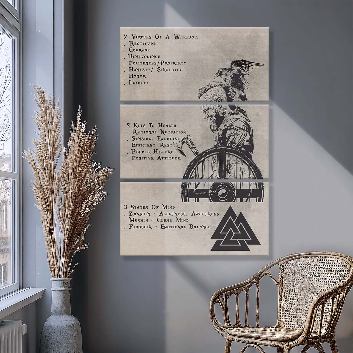 Viking - 3 Piece Wall Art - VK017 - 7 5 3 CODE - Ragnar Lothbrok - Viking Canvas
