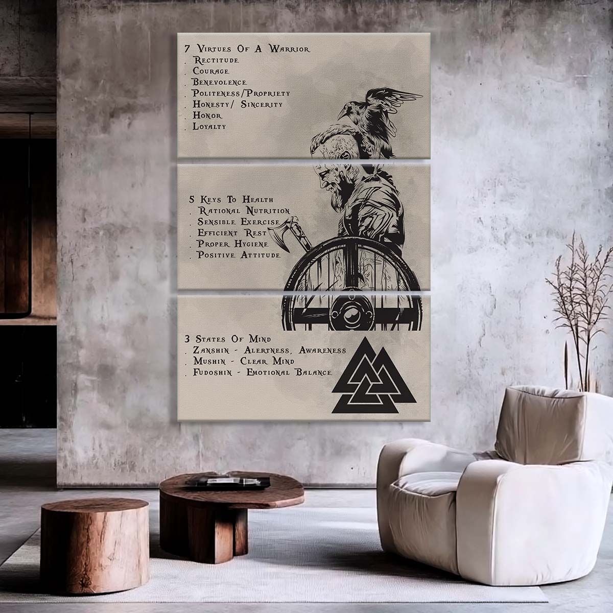 Viking - 3 Piece Wall Art - VK017 - 7 5 3 CODE - Ragnar Lothbrok - Viking Canvas