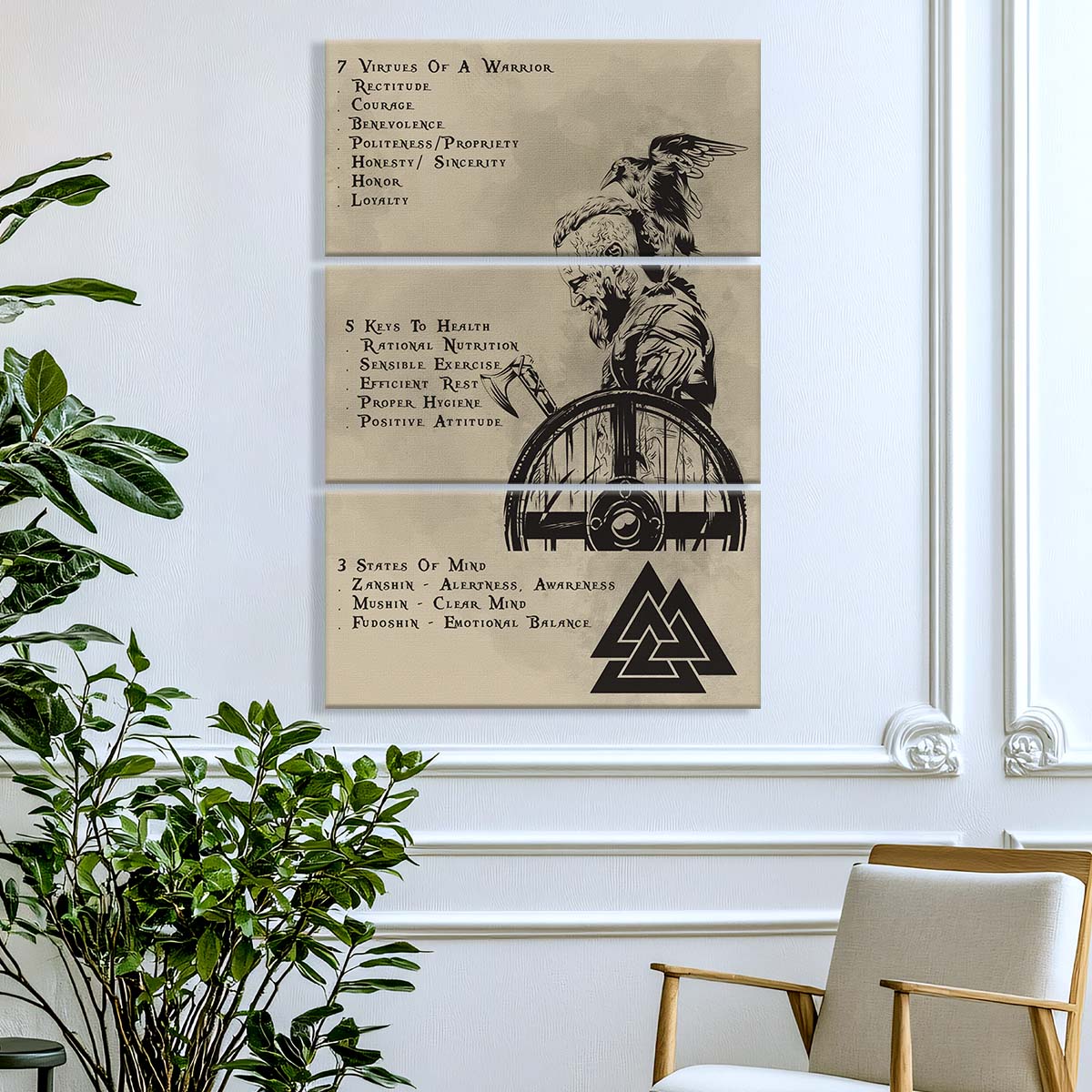 Viking - 3 Piece Wall Art - VK017 - 7 5 3 CODE - Ragnar Lothbrok - Viking Canvas