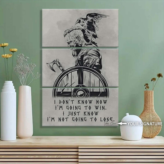 Viking - 3 Piece Wall Art - VK056 - I’m Not Going To Lose - Ragnar Lothbrok - Viking Canvas