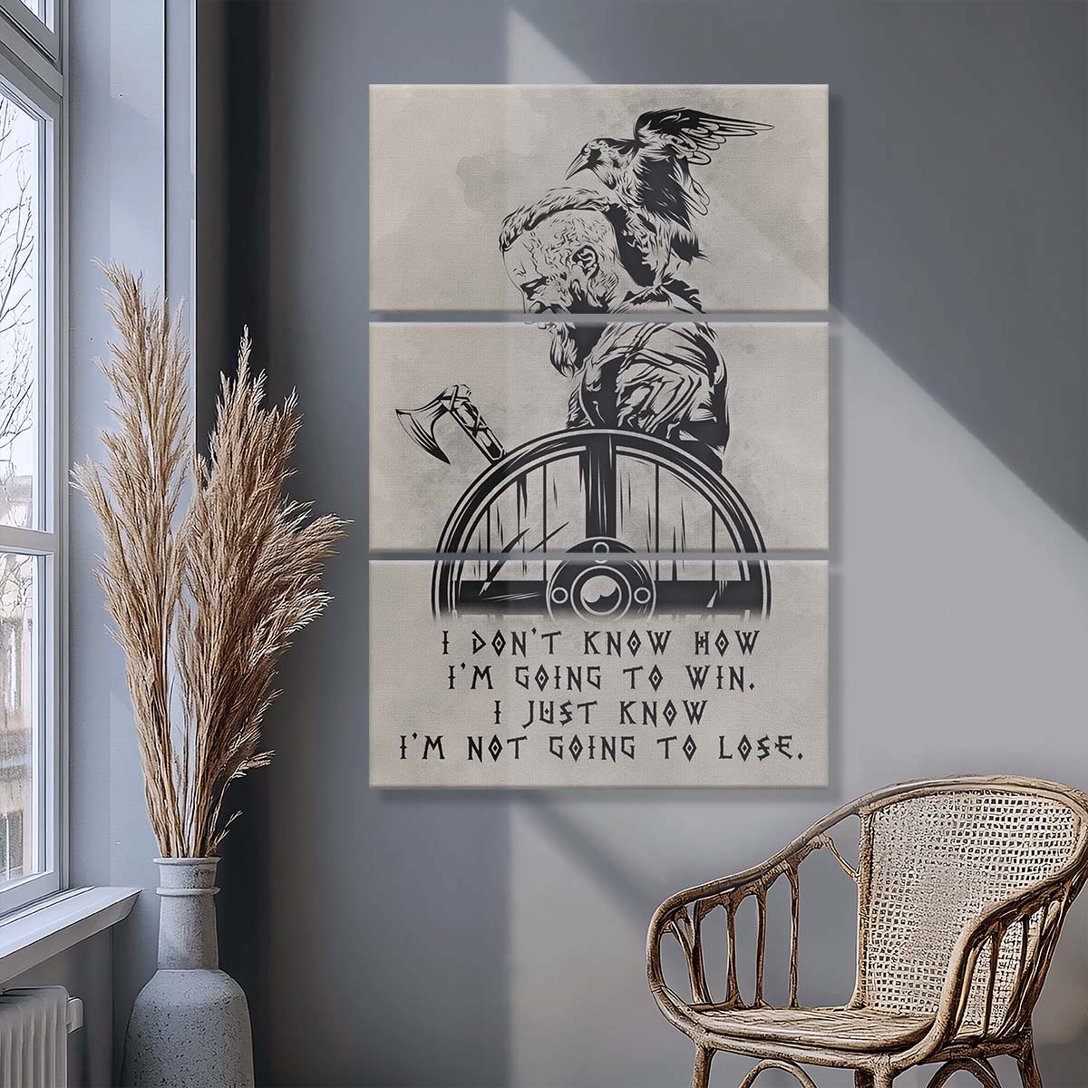 Viking - 3 Piece Wall Art - VK056 - I’m Not Going To Lose - Ragnar Lothbrok - Viking Canvas