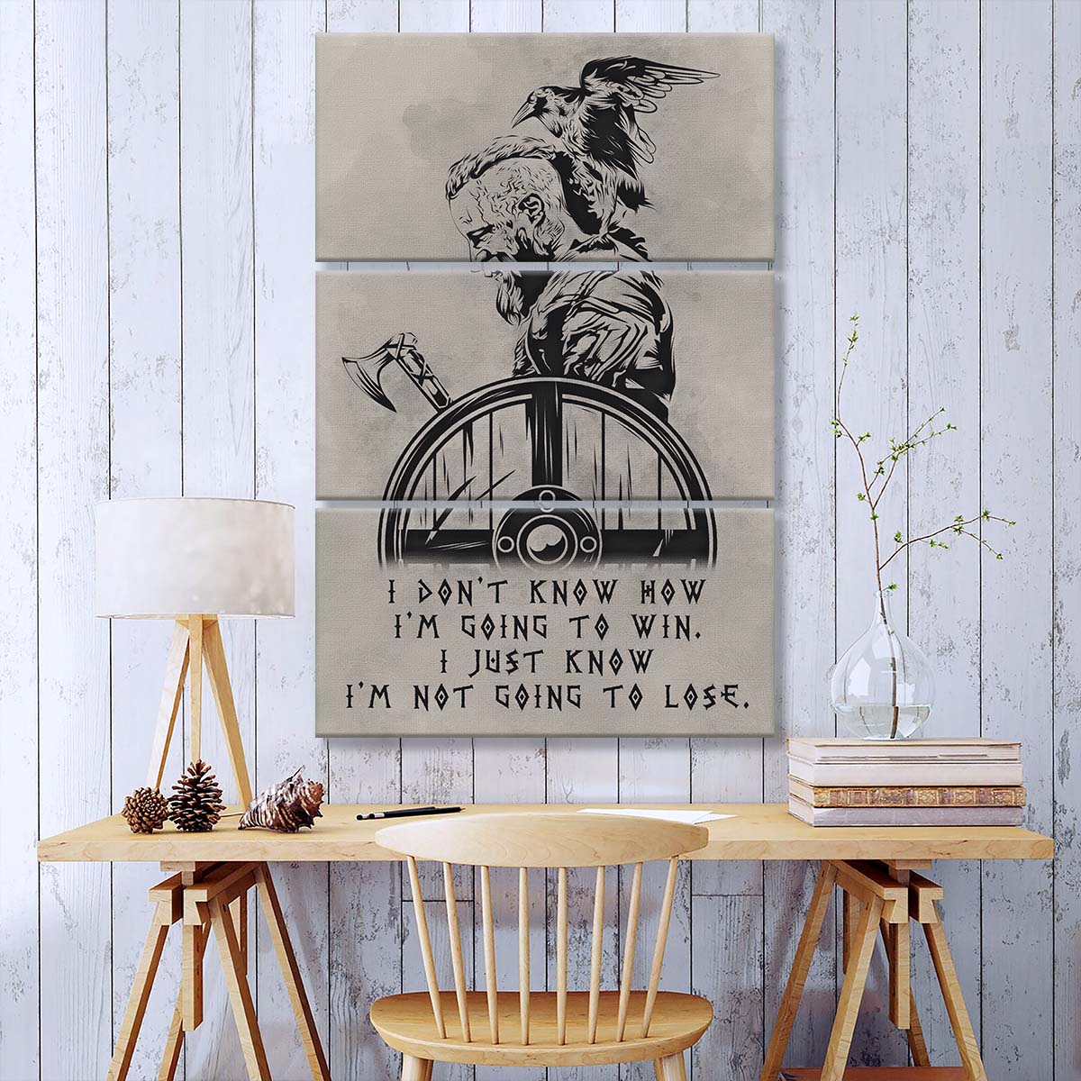 Viking - 3 Piece Wall Art - VK056 - I’m Not Going To Lose - Ragnar Lothbrok - Viking Canvas