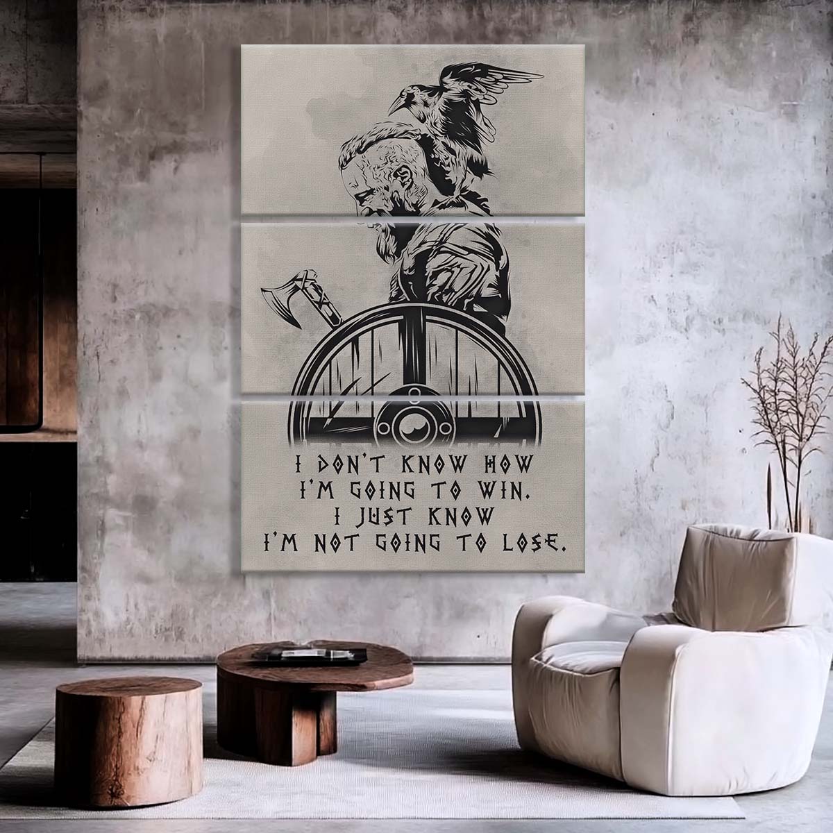 Viking - 3 Piece Wall Art - VK056 - I’m Not Going To Lose - Ragnar Lothbrok - Viking Canvas