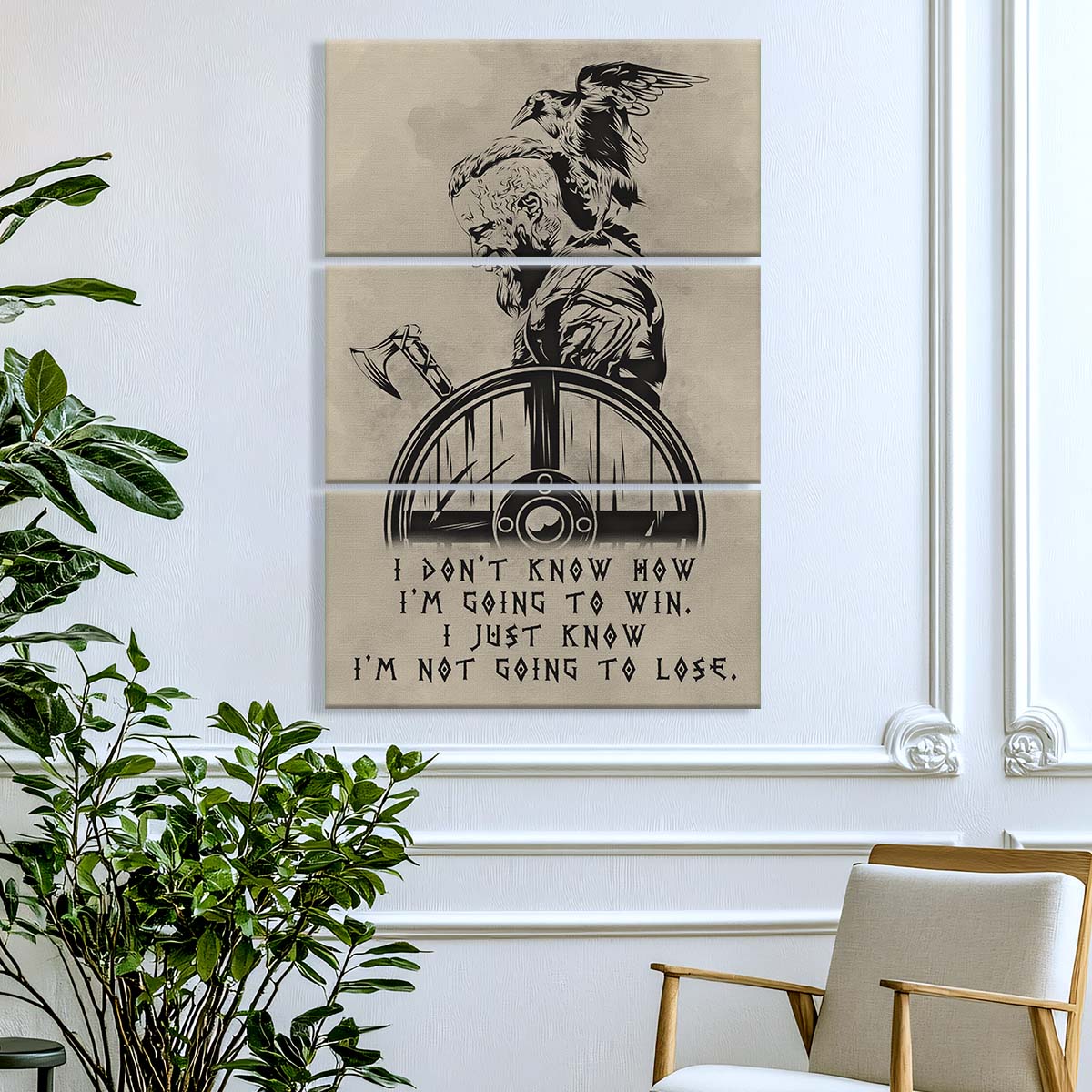 Viking - 3 Piece Wall Art - VK056 - I’m Not Going To Lose - Ragnar Lothbrok - Viking Canvas