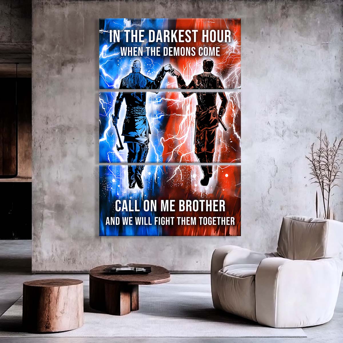 Viking - 3 Piece Wall Art - VK061 - Call On me Brother - Ragnar Lothbrok - Floki - Viking Canvas