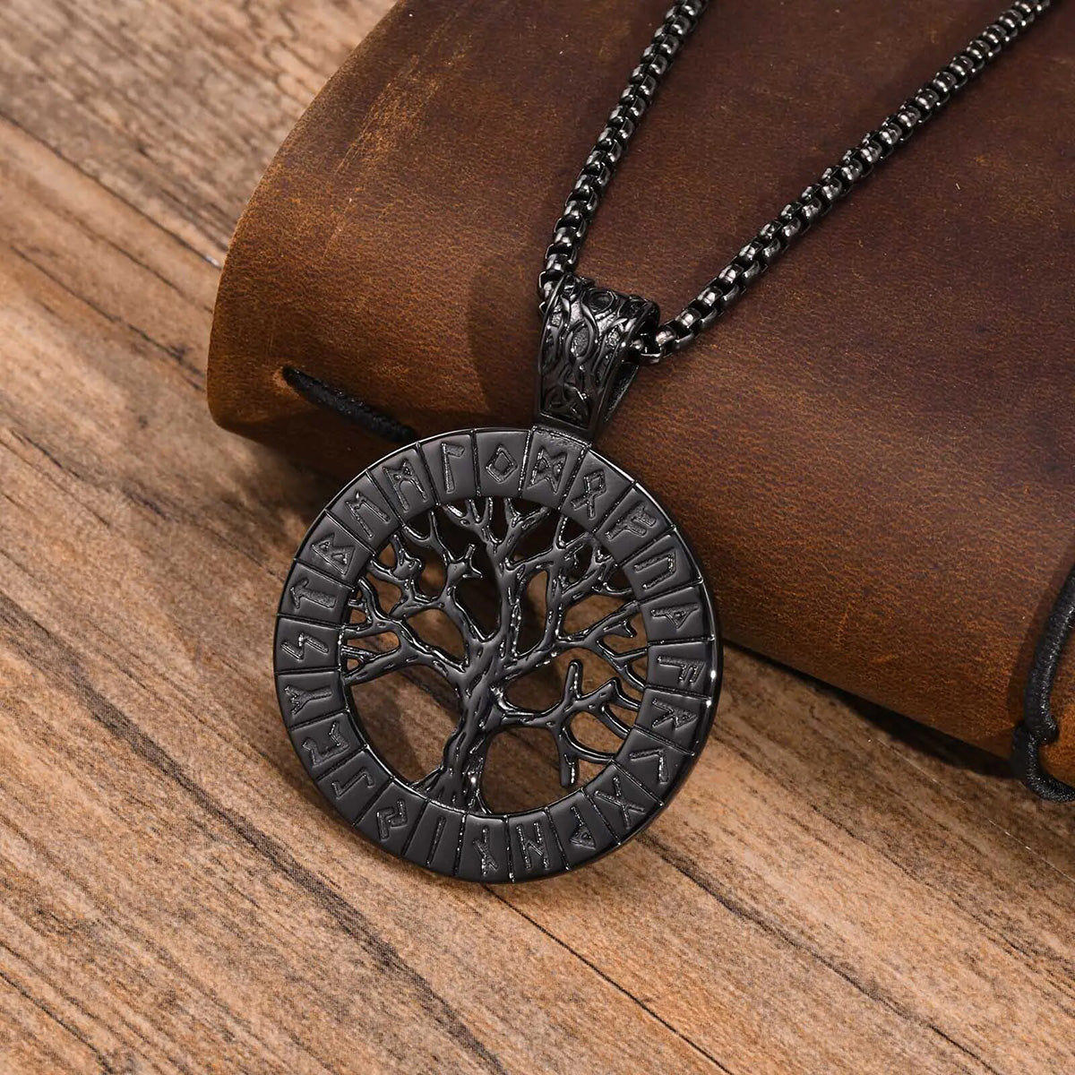 Viking - Rock Punk Men Norse Viking Necklaces Mythology Runes Amulet Jewelry, Stainless Steel The Tree Of Life Pendant Collar