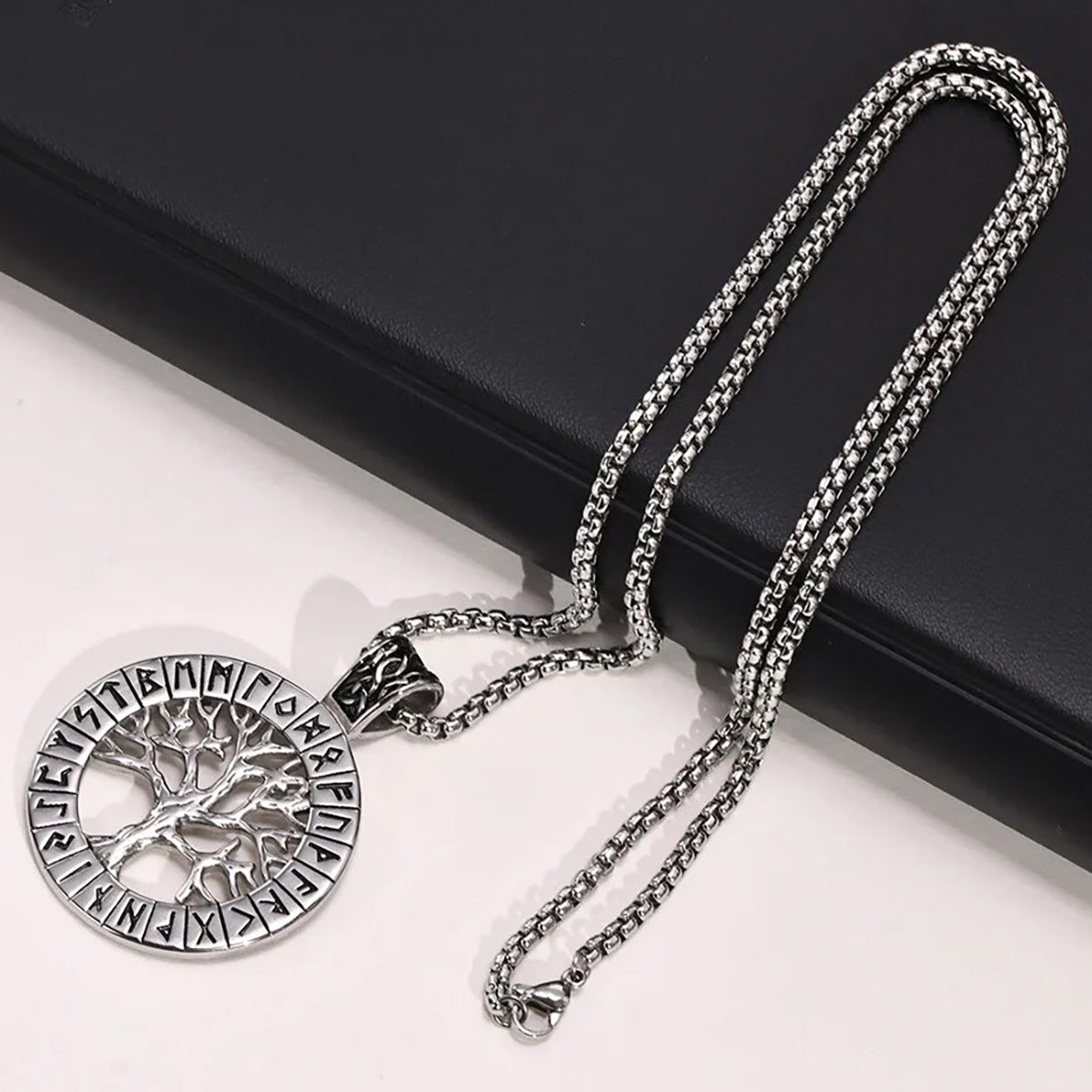 Viking - Rock Punk Men Norse Viking Necklaces Mythology Runes Amulet Jewelry, Stainless Steel The Tree Of Life Pendant Collar