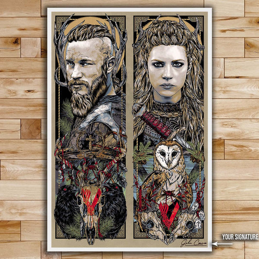Viking Wall Art - Viking Poster - Viking Canvas - Ragnar & Lagertha - VK005 - Vertical Poster - Vertical Canvas