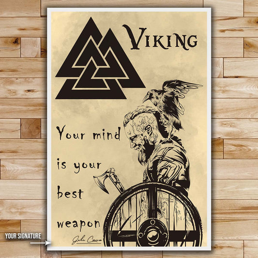 Viking Wall Art - Viking Poster - Viking Canvas - Your Mind Is Your Best Weapon - VK048 - Vertical Poster - Vertical Canvas