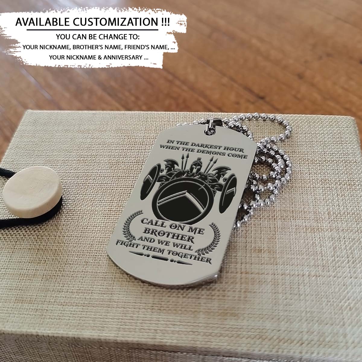 Spartan Dog Tag - Call On Me Brother - Don't Quit - Spartan Warrior - Sparta - Leonidas - Gladiator - Spartan Necklace - Engrave Dog Tag