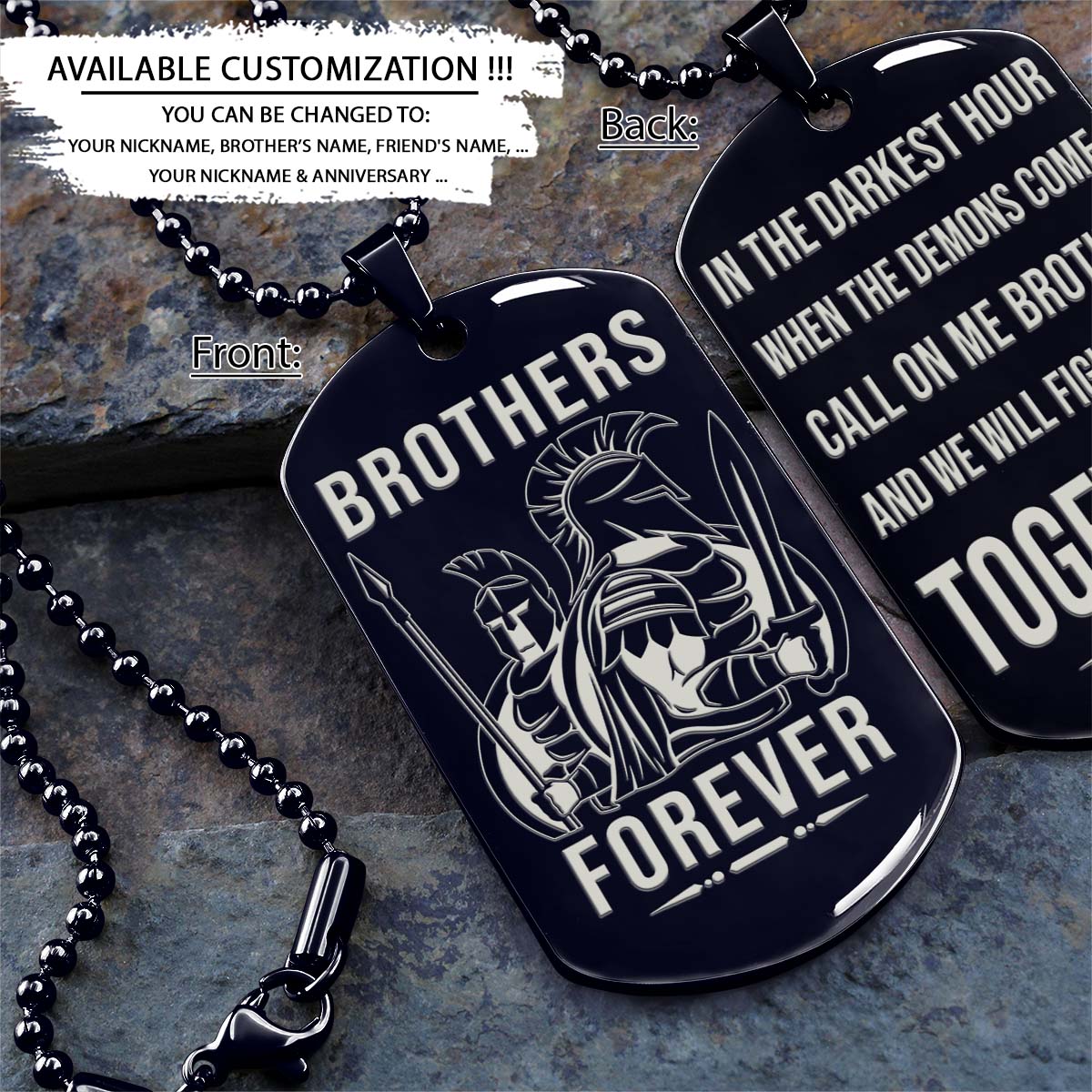 Spartan Dog Tag - Brothers Forever - Call On Me Brother - Spartan Warrior - Sparta - Leonidas - Gladiator - Spartan Necklace - Engrave Dog Tag