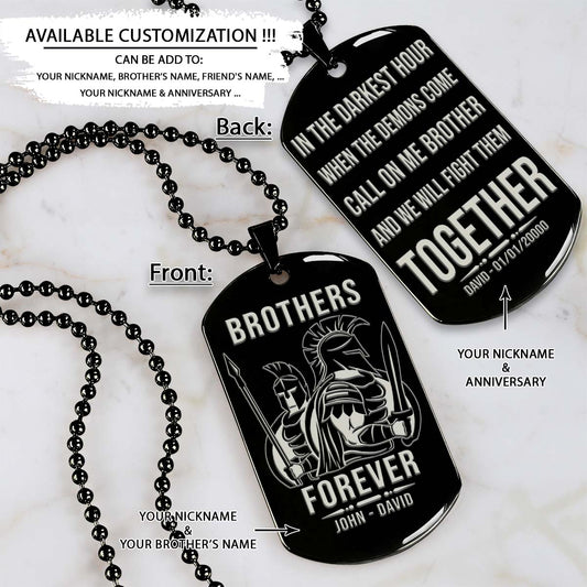 Spartan Dog Tag - Brothers Forever - Call On Me Brother - Spartan Warrior - Sparta - Leonidas - Gladiator - Spartan Necklace - Engrave Dog Tag