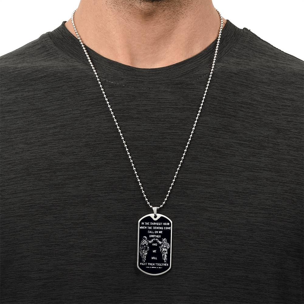 Soldier - Call On Me Brother - Army - Marine - Black Dog Tag - Soldier Dog Tag - Military Ball Chain - Luxury Dog Tag