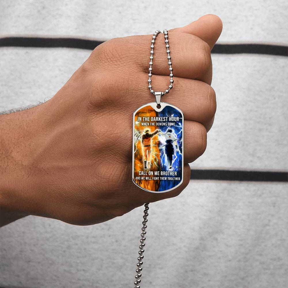 Naruto - Call On me Brother - Uzumaki Naruto - Uchiha Sasuke - Military Ball Chain - Luxury Dog Tag