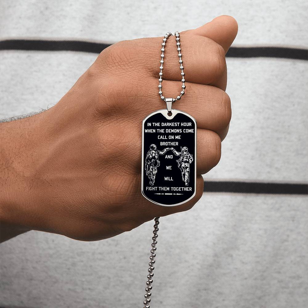 Soldier - Call On Me Brother - Army - Marine - Black Dog Tag - Soldier Dog Tag - Military Ball Chain - Luxury Dog Tag