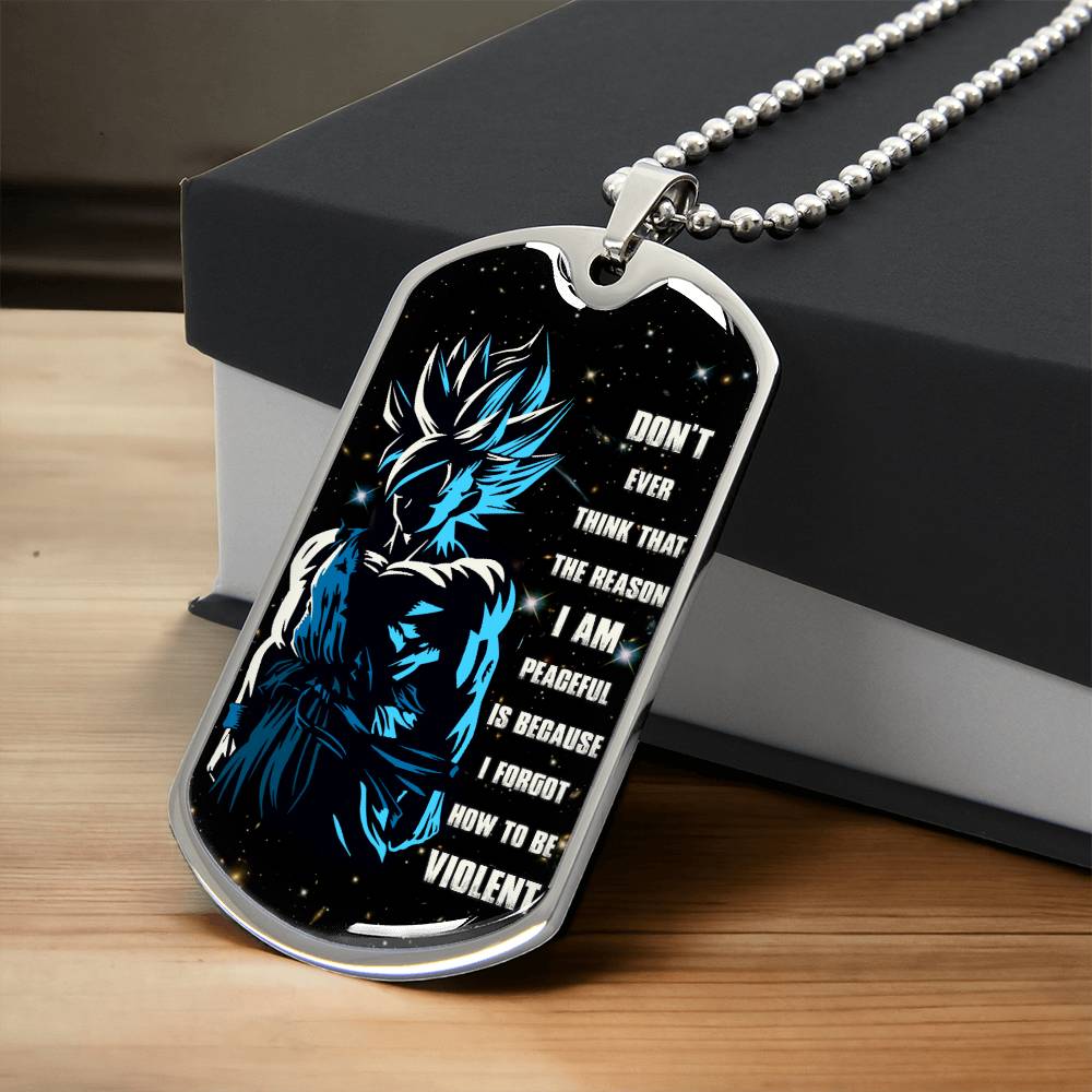 Dragon Ball - Don't Ever Think That The Reason - Goku - Galaxy - Black Dog Tag - Dragon Ball Dog Tag - Military Ball Chain - Luxury Dog Tag