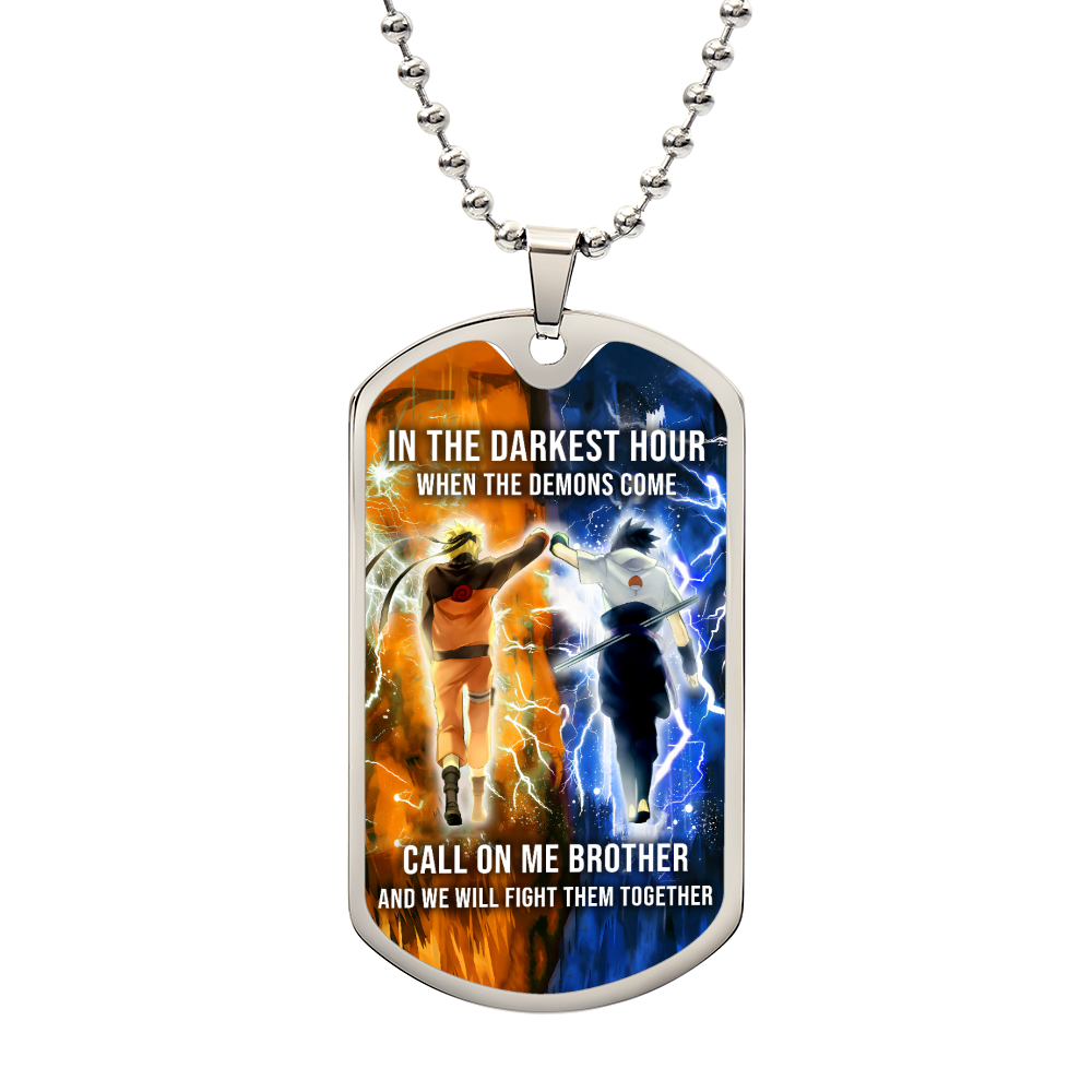 Naruto - Call On me Brother - Uzumaki Naruto - Uchiha Sasuke - Military Ball Chain - Luxury Dog Tag