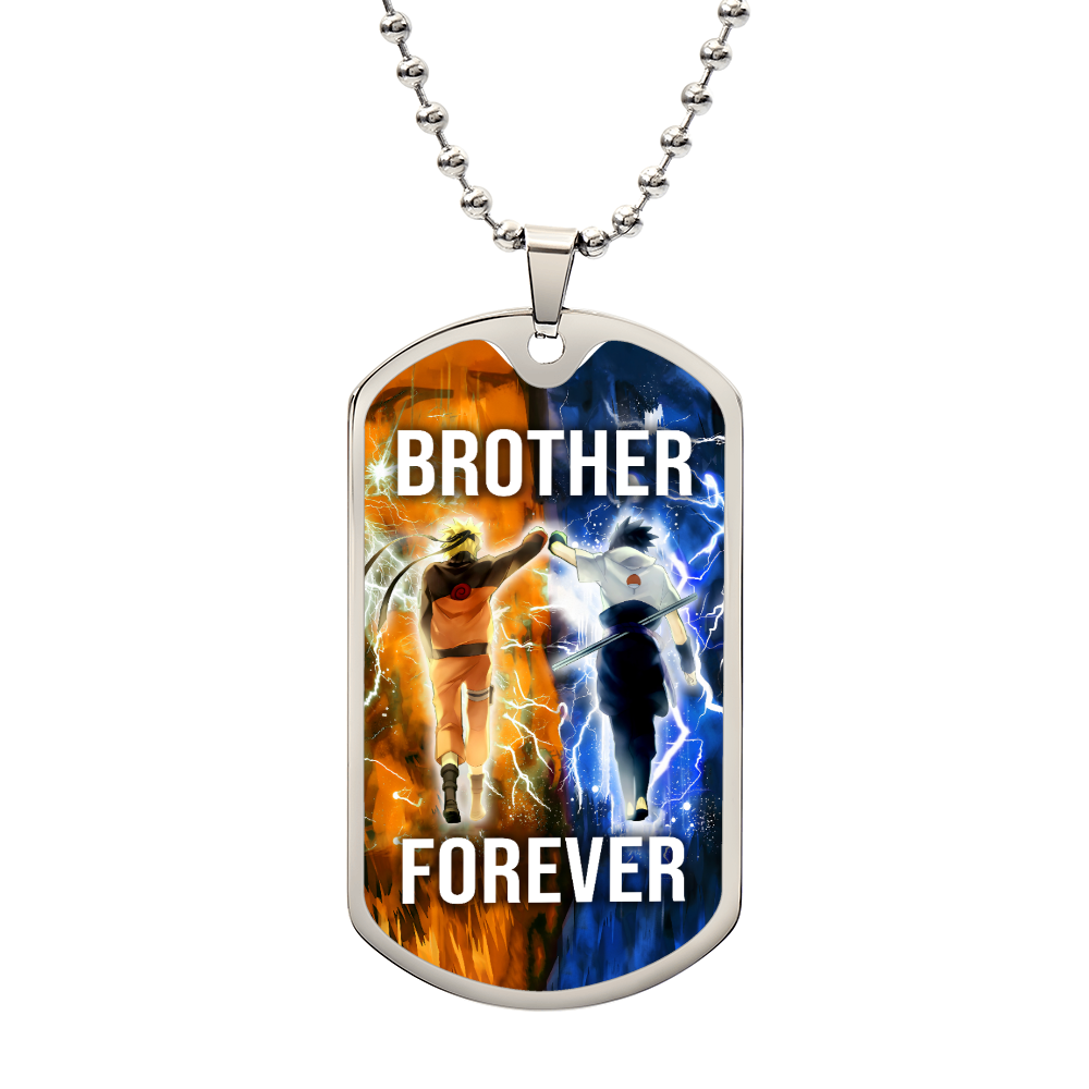 Naruto - Brother Forever - Uzumaki Naruto - Uchiha Sasuke - Military Ball Chain - Luxury Dog Tag