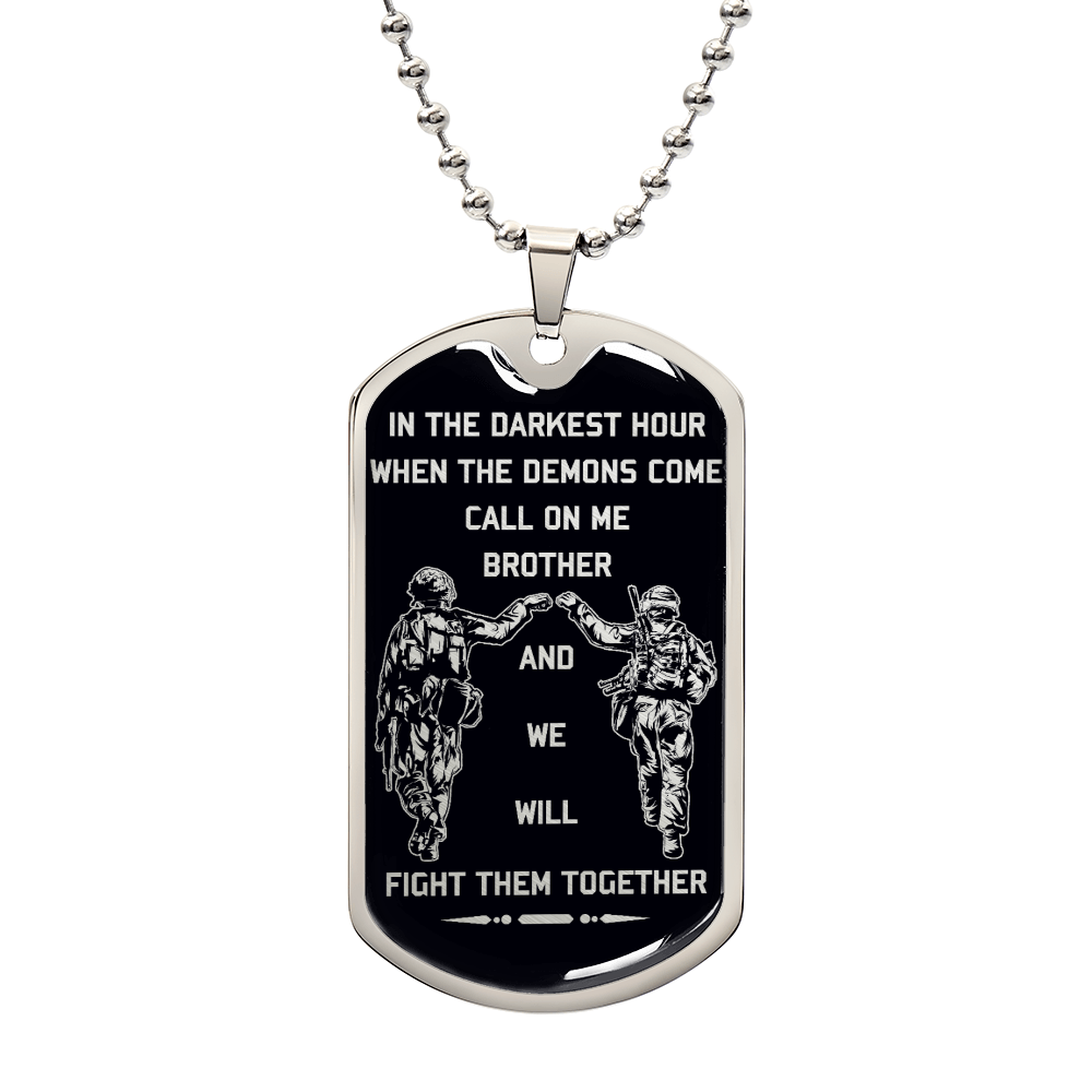 Soldier - Call On Me Brother - Army - Marine - Black Dog Tag - Soldier Dog Tag - Military Ball Chain - Luxury Dog Tag