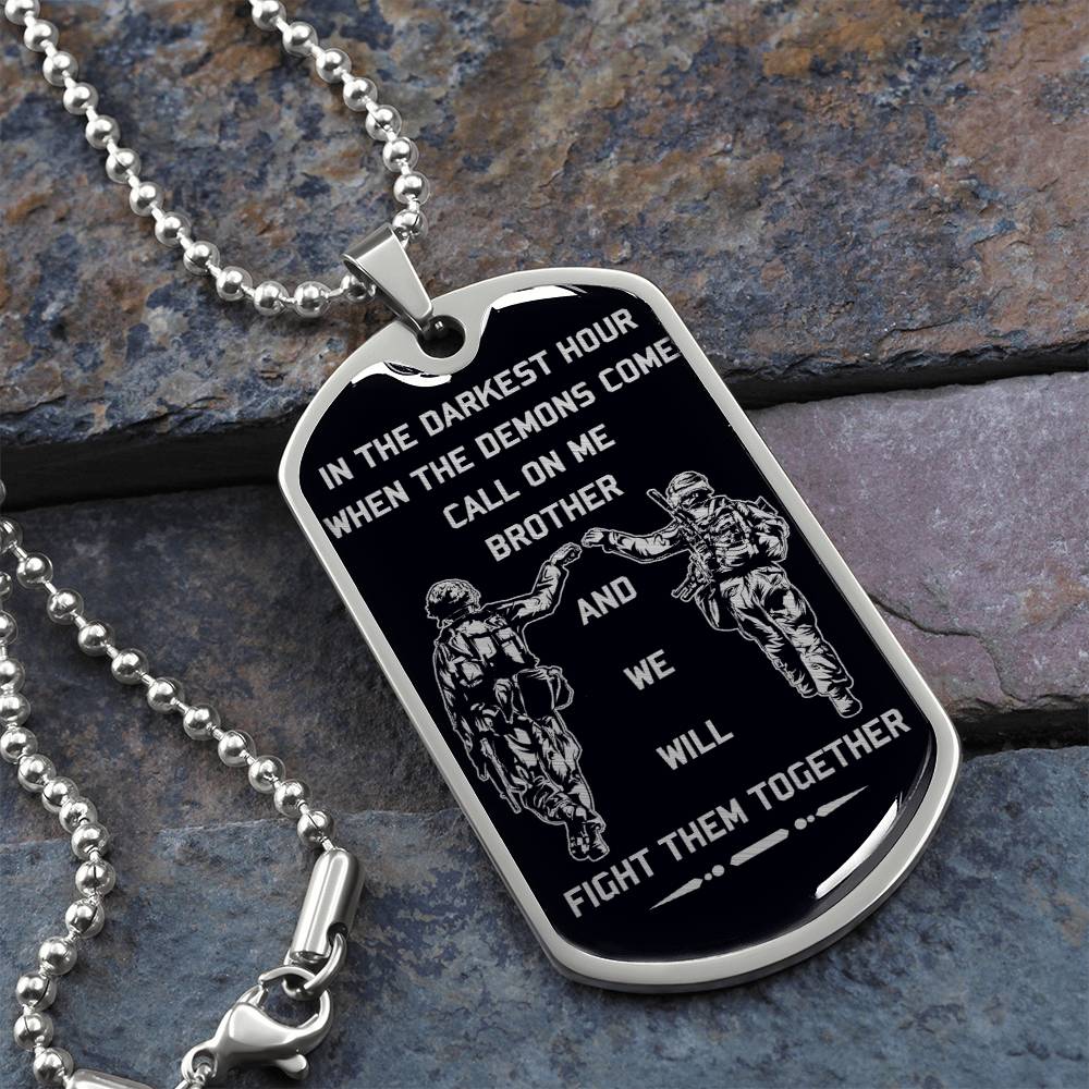Soldier - Call On Me Brother - Army - Marine - Black Dog Tag - Soldier Dog Tag - Military Ball Chain - Luxury Dog Tag