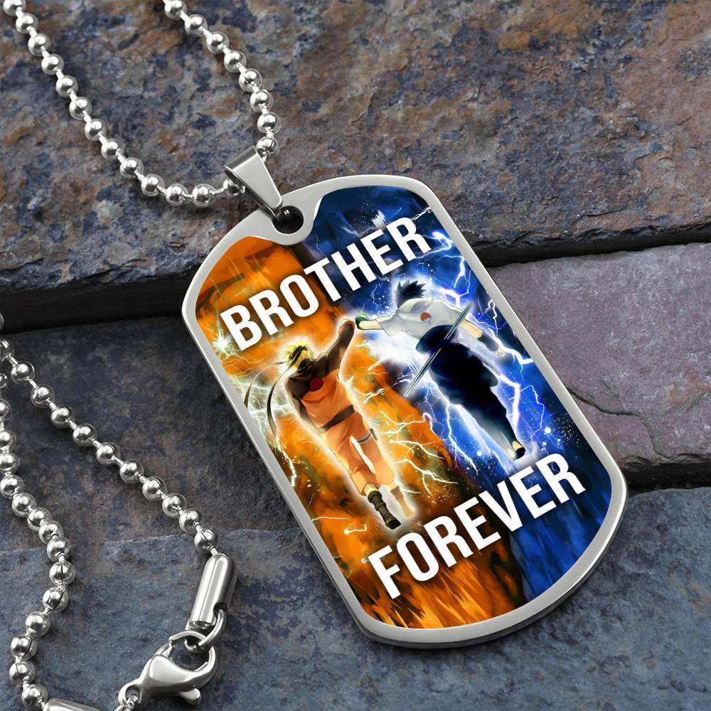Naruto - Brother Forever - Uzumaki Naruto - Uchiha Sasuke - Military Ball Chain - Luxury Dog Tag