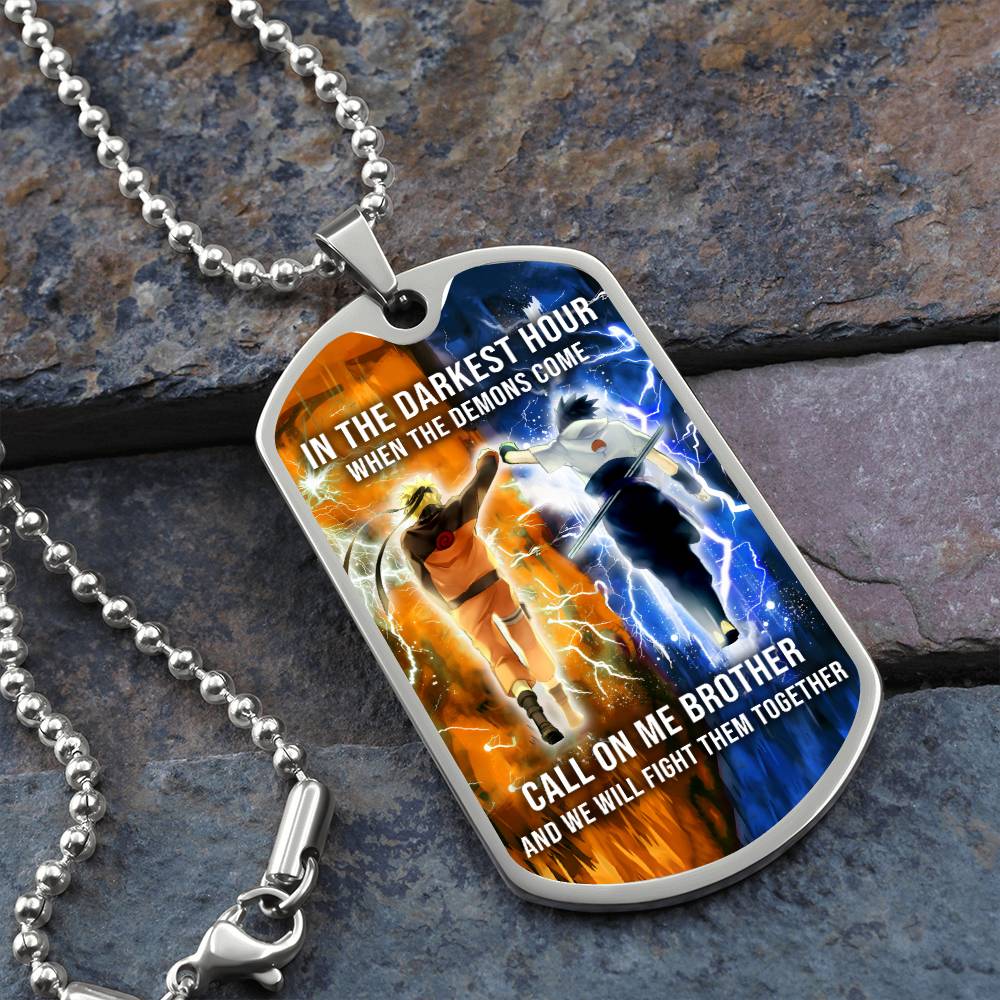Naruto - Call On me Brother - Uzumaki Naruto - Uchiha Sasuke - Military Ball Chain - Luxury Dog Tag