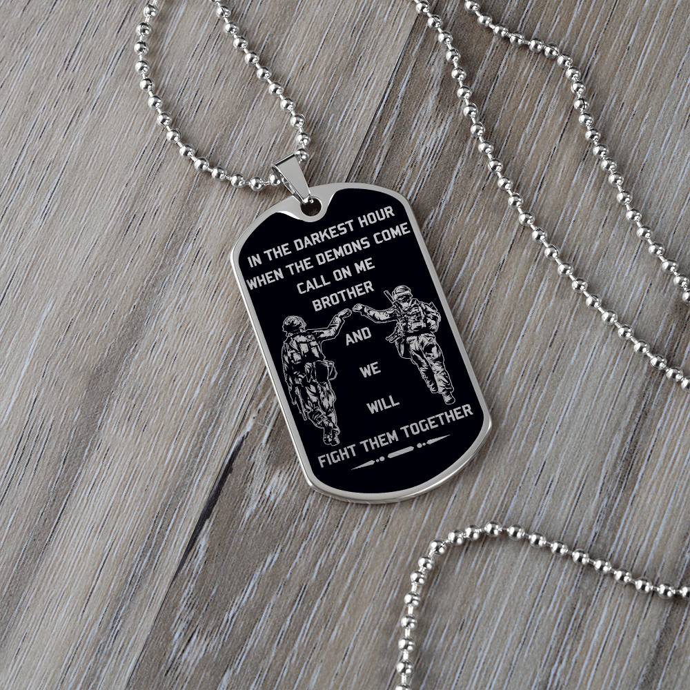Soldier - Call On Me Brother - Army - Marine - Black Dog Tag - Soldier Dog Tag - Military Ball Chain - Luxury Dog Tag
