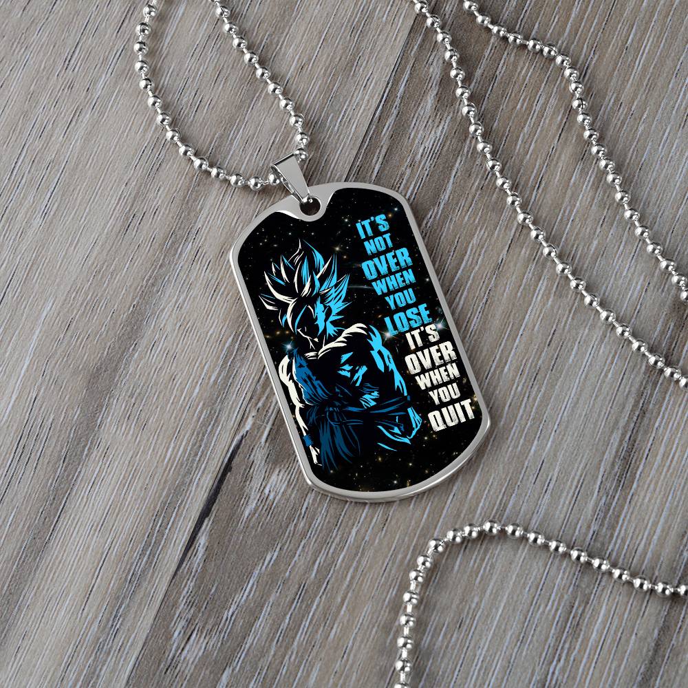 Dragon Ball - It's Not Over When You Lose - Goku - Supper Saiyan Blue - Galaxy - Black Dog Tag - Dragon Ball Dog Tag - Military Ball Chain - Luxury Dog Tag