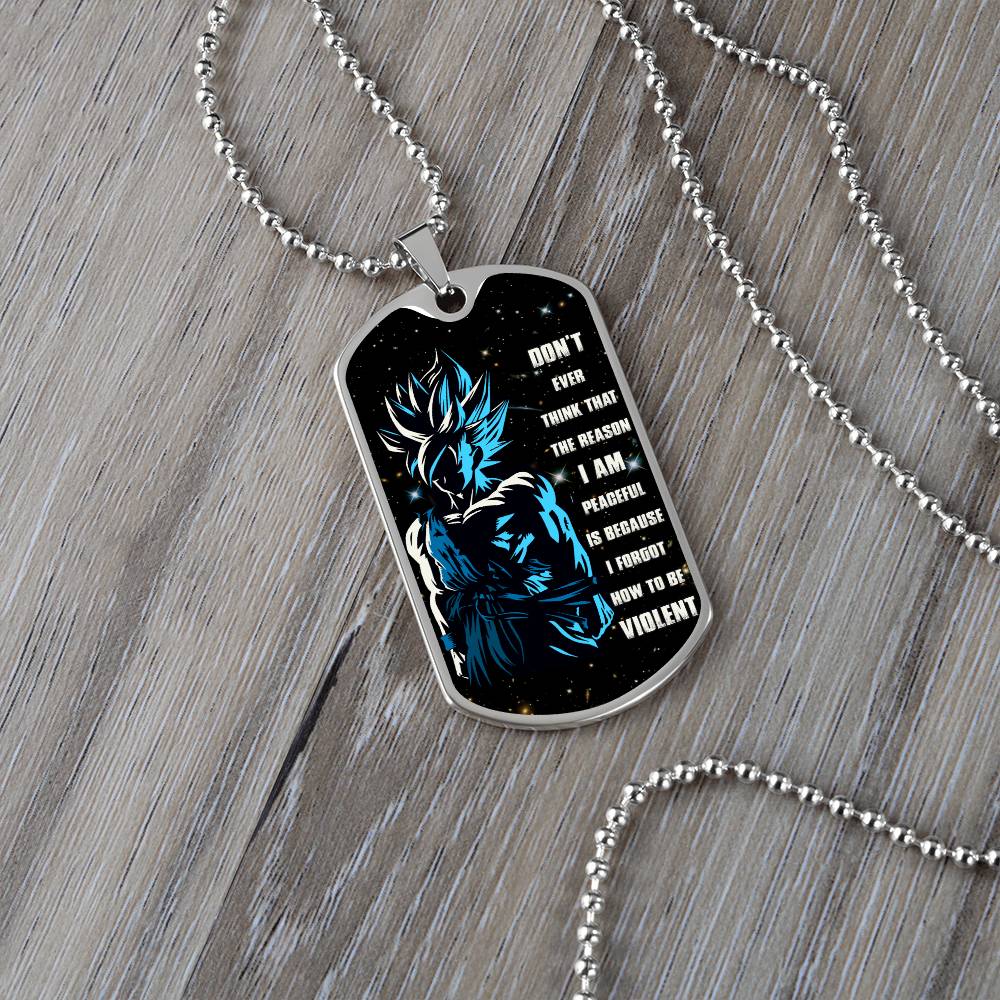 Dragon Ball - Don't Ever Think That The Reason - Goku - Galaxy - Black Dog Tag - Dragon Ball Dog Tag - Military Ball Chain - Luxury Dog Tag
