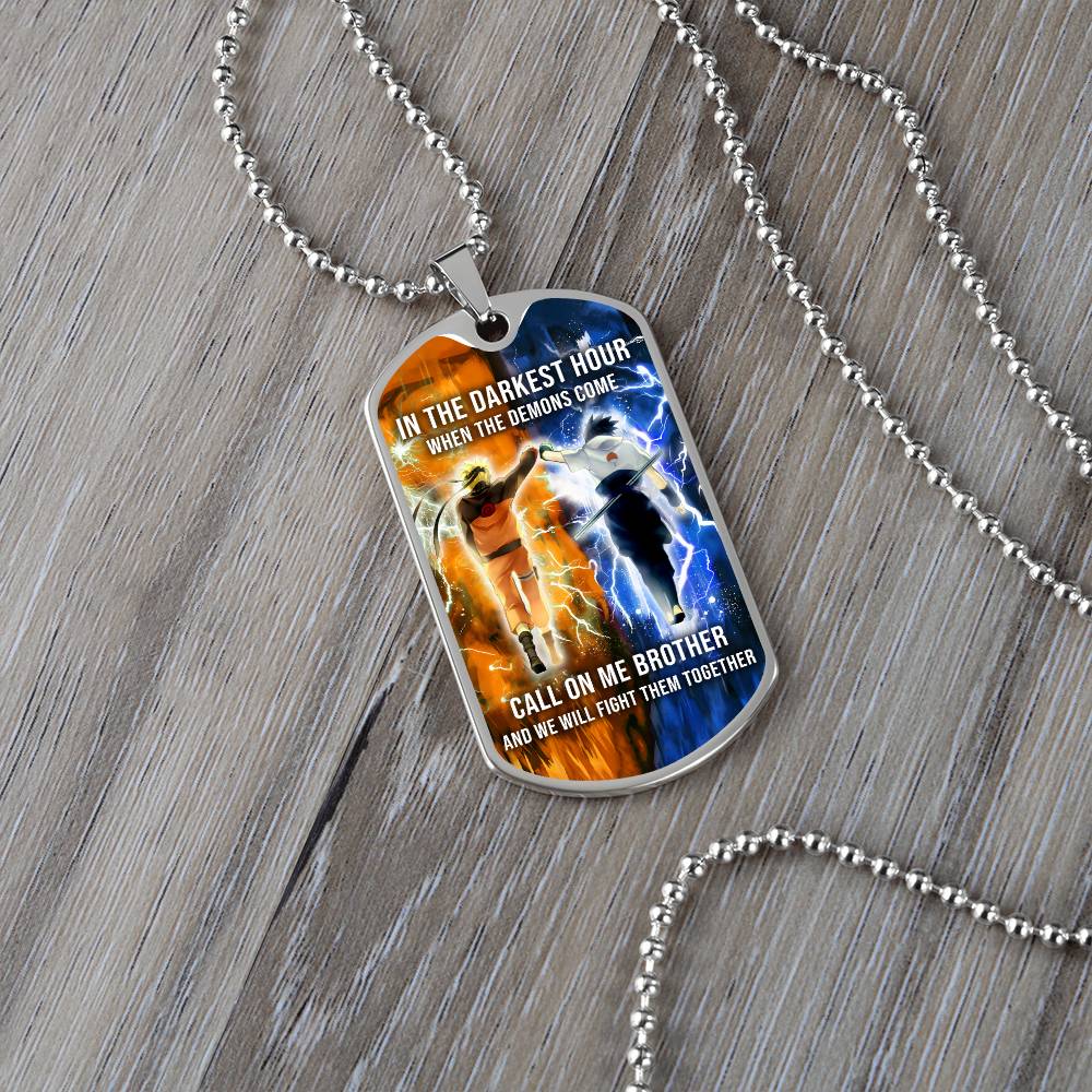 Naruto - Call On me Brother - Uzumaki Naruto - Uchiha Sasuke - Military Ball Chain - Luxury Dog Tag