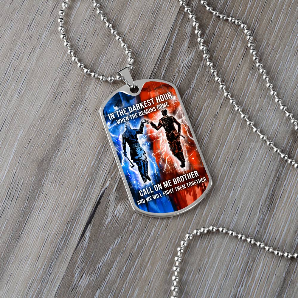 Viking - Call On Me Brother - Ragnar Lothbrok - Floki - Military Ball Chain - Luxury Dog Tag