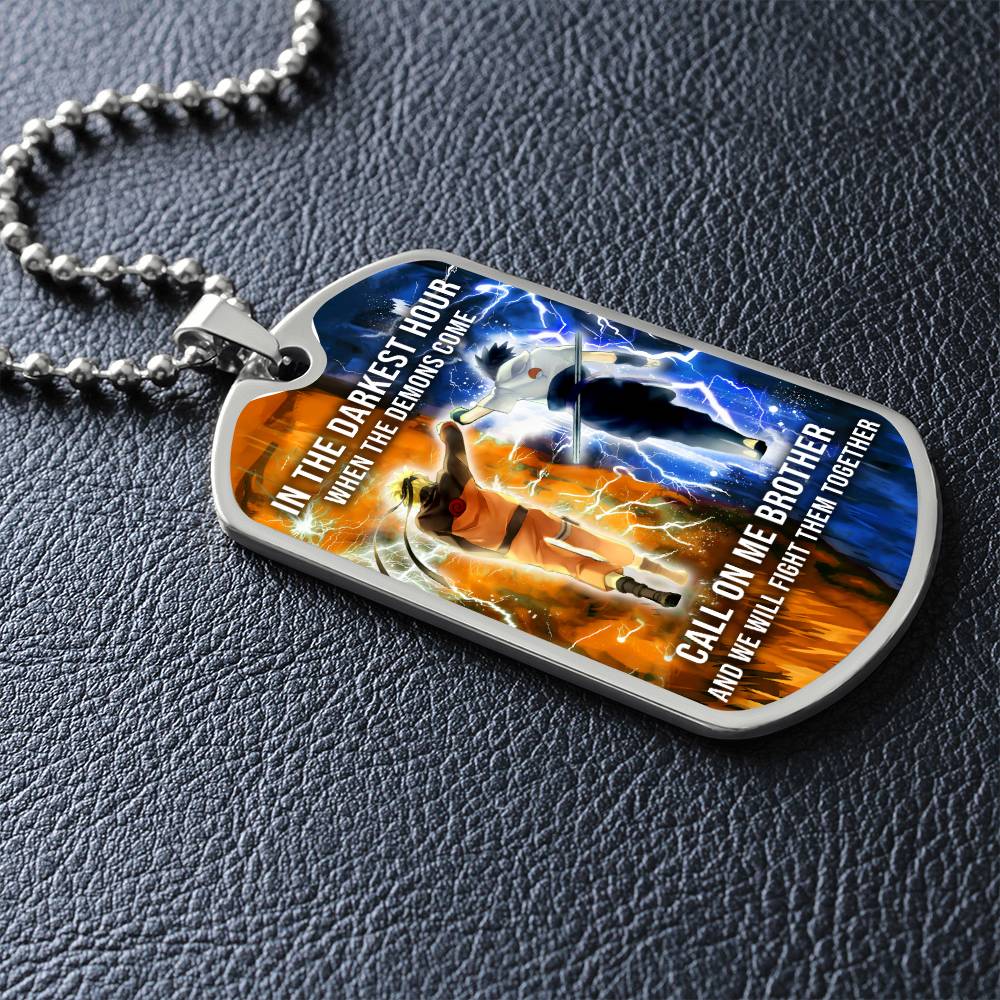 Naruto - Call On me Brother - Uzumaki Naruto - Uchiha Sasuke - Military Ball Chain - Luxury Dog Tag