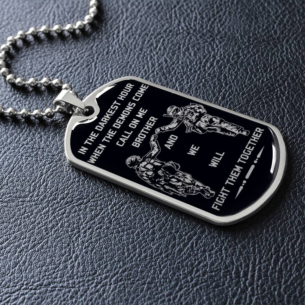 Soldier - Call On Me Brother - Army - Marine - Black Dog Tag - Soldier Dog Tag - Military Ball Chain - Luxury Dog Tag