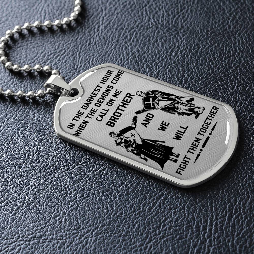 Knight Templar - Call On Me Brother - Knight Templar Dog Tag - Military Ball Chain - Luxury Dog Tag