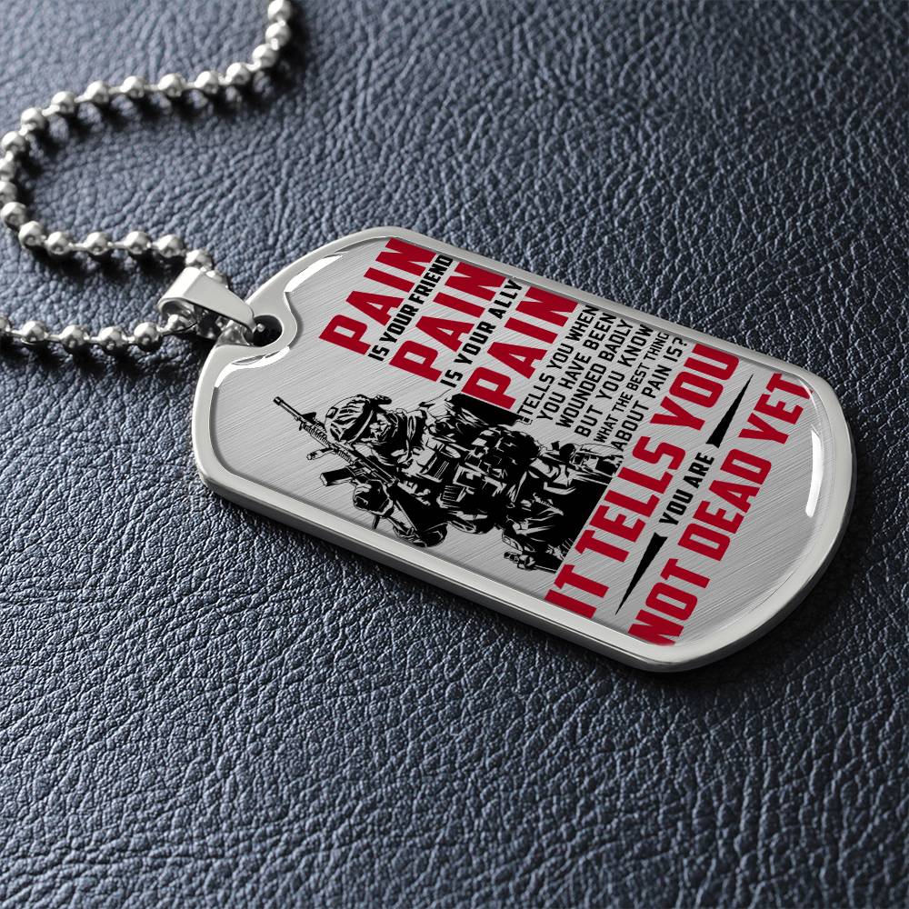 Soldier - PAIN - You Are Not Dead Yet 2 - Army - Marine - Soldier Dog Tag - Military Ball Chain - Luxury Dog Tag