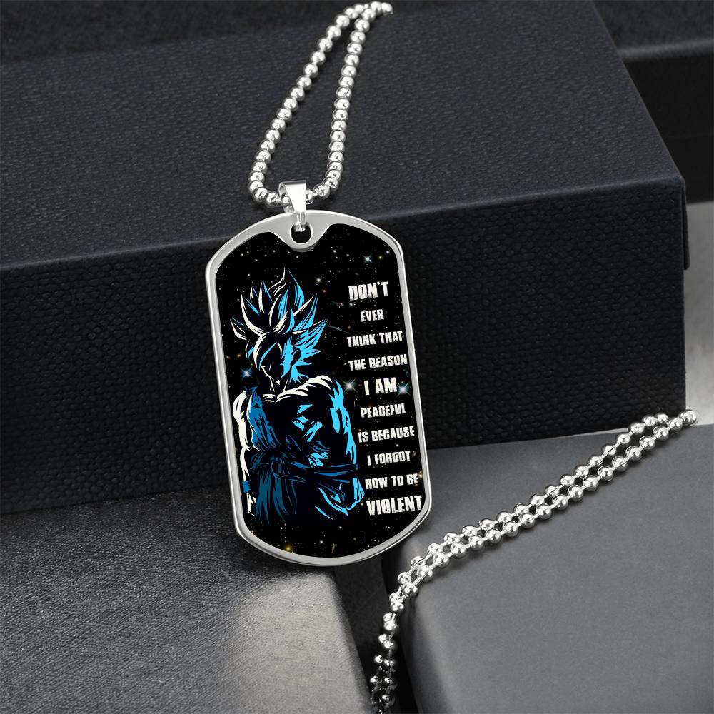Dragon Ball - Don't Ever Think That The Reason - Goku - Galaxy - Black Dog Tag - Dragon Ball Dog Tag - Military Ball Chain - Luxury Dog Tag