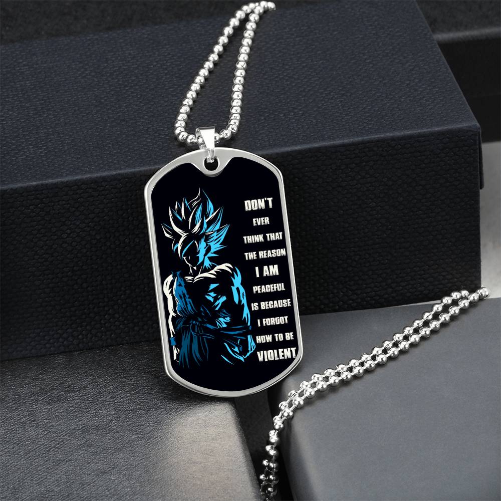 Dragon Ball - Don't Ever Think That The Reason - Goku - Black Dog Tag - Dragon Ball Dog Tag - Military Ball Chain - Luxury Dog Tag