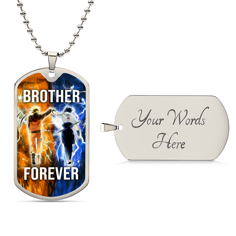 Naruto - Brother Forever - Uzumaki Naruto - Uchiha Sasuke - Military Ball Chain - Luxury Dog Tag