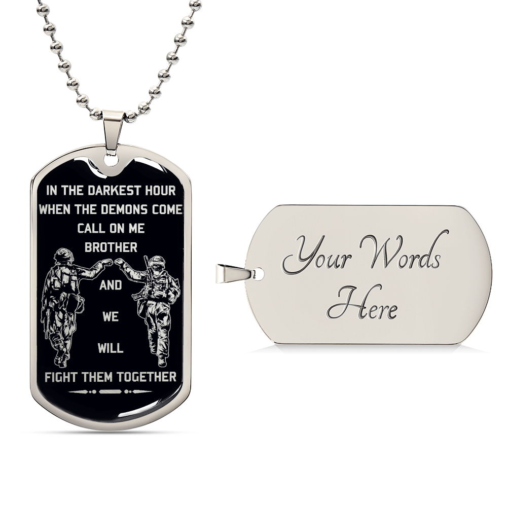 Soldier - Call On Me Brother - Army - Marine - Black Dog Tag - Soldier Dog Tag - Military Ball Chain - Luxury Dog Tag
