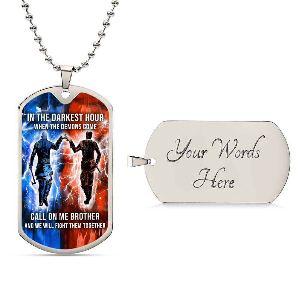 Viking - Call On Me Brother - Ragnar Lothbrok - Floki - Military Ball Chain - Luxury Dog Tag